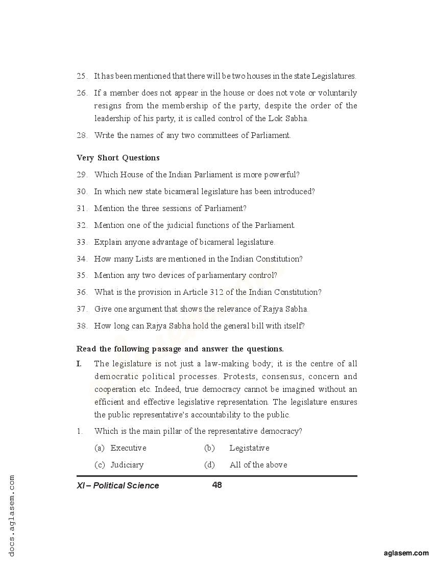 Class 11 Political Science Notes For The Legislature PDF Study