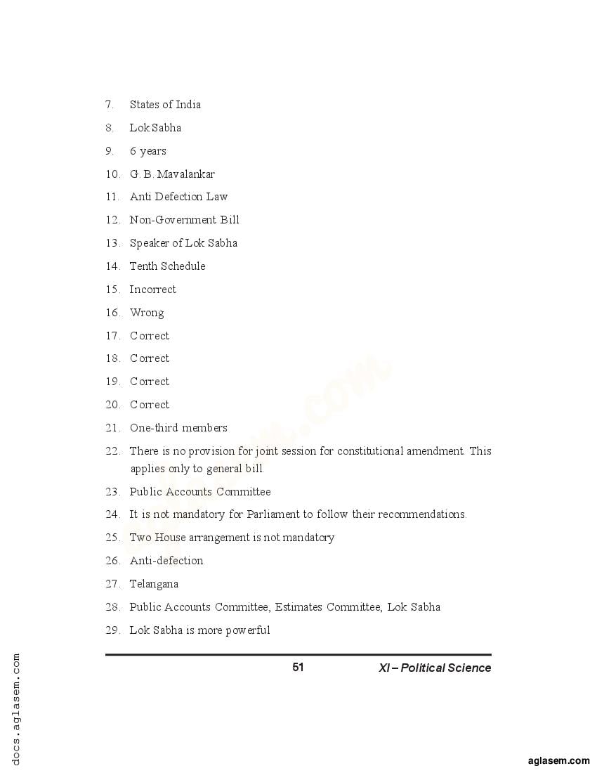 Class Political Science Notes For The Legislature Pdf Study