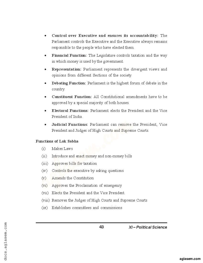 Class 11 Political Science Notes For The Legislature PDF Study