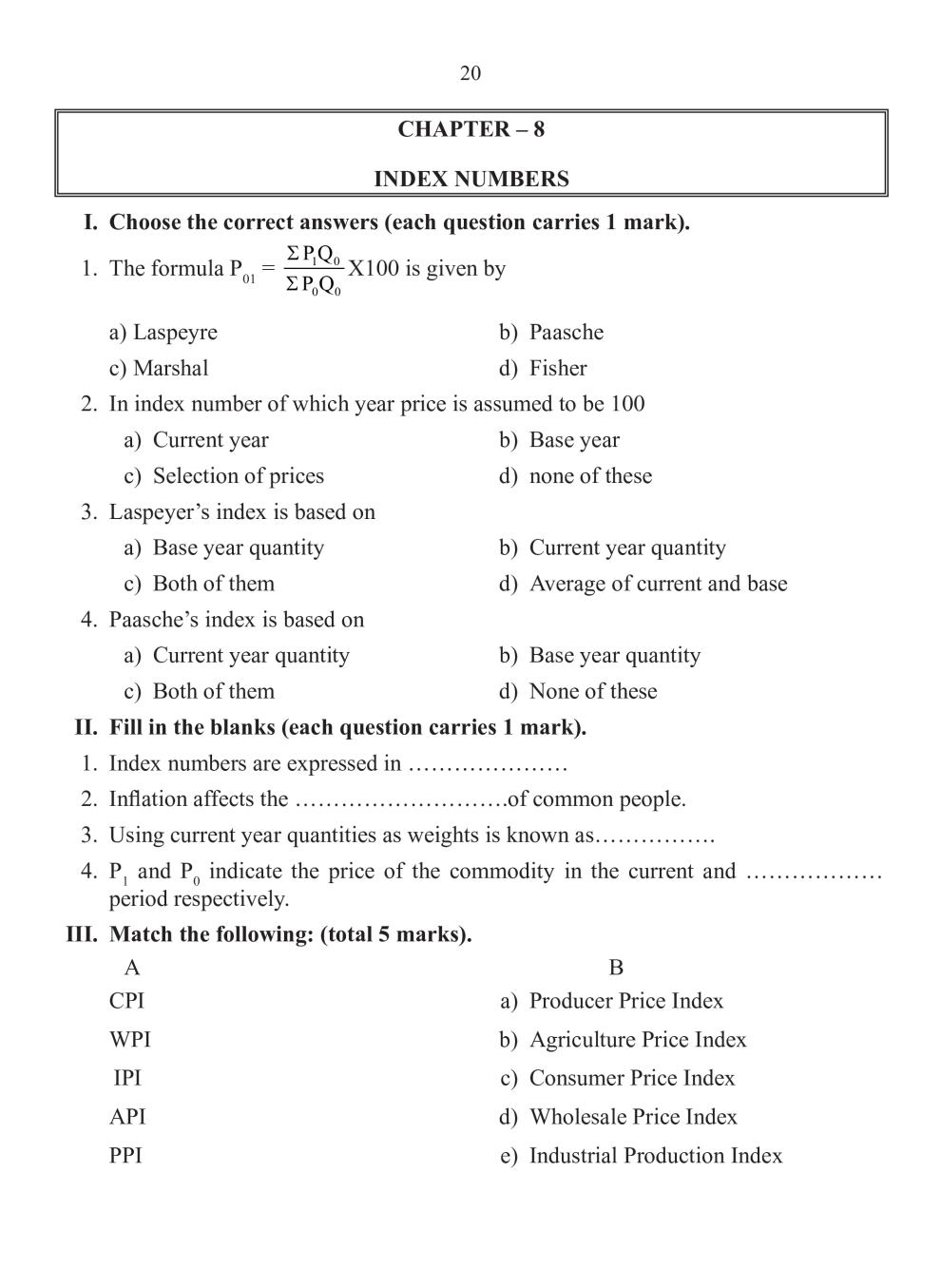 Karnataka 1st PUC Model Question Paper For Economics