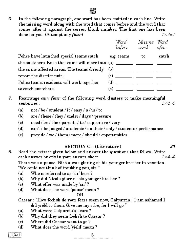 Cbse Class English Communicative Question Paper Pdf Cbse Hot Sex Picture