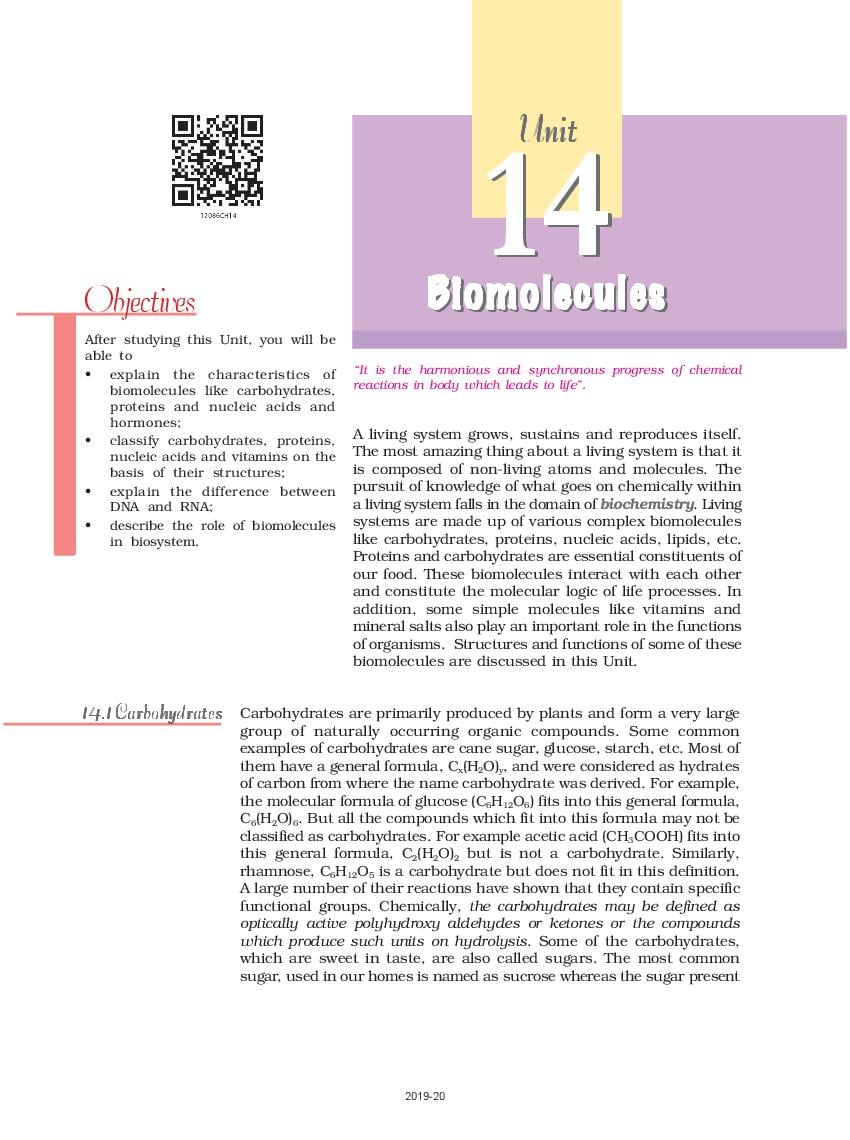 NCERT Book Class Chemistry Chapter Biomolecules