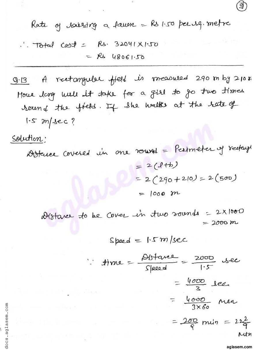 Rd Sharma Solutions For Class Mensuration I Perimeter And Area Of