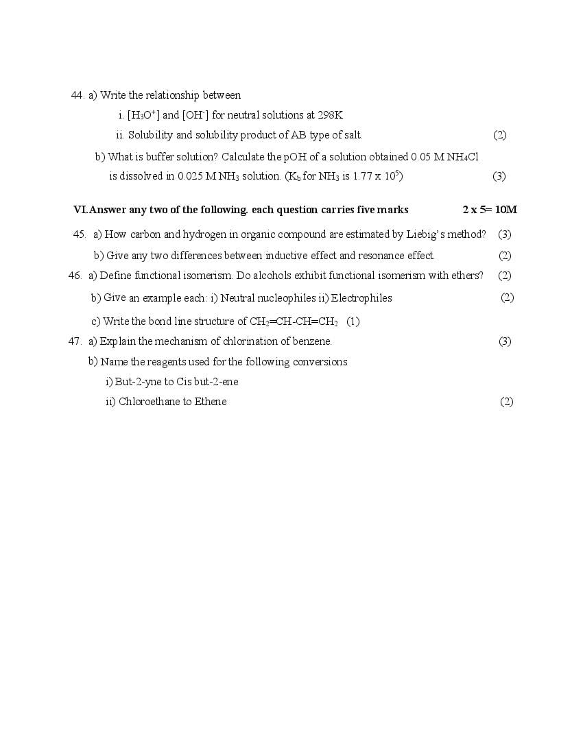 Karnataka 1st PUC Chemistry Model Paper 2024 PDF OneEdu24