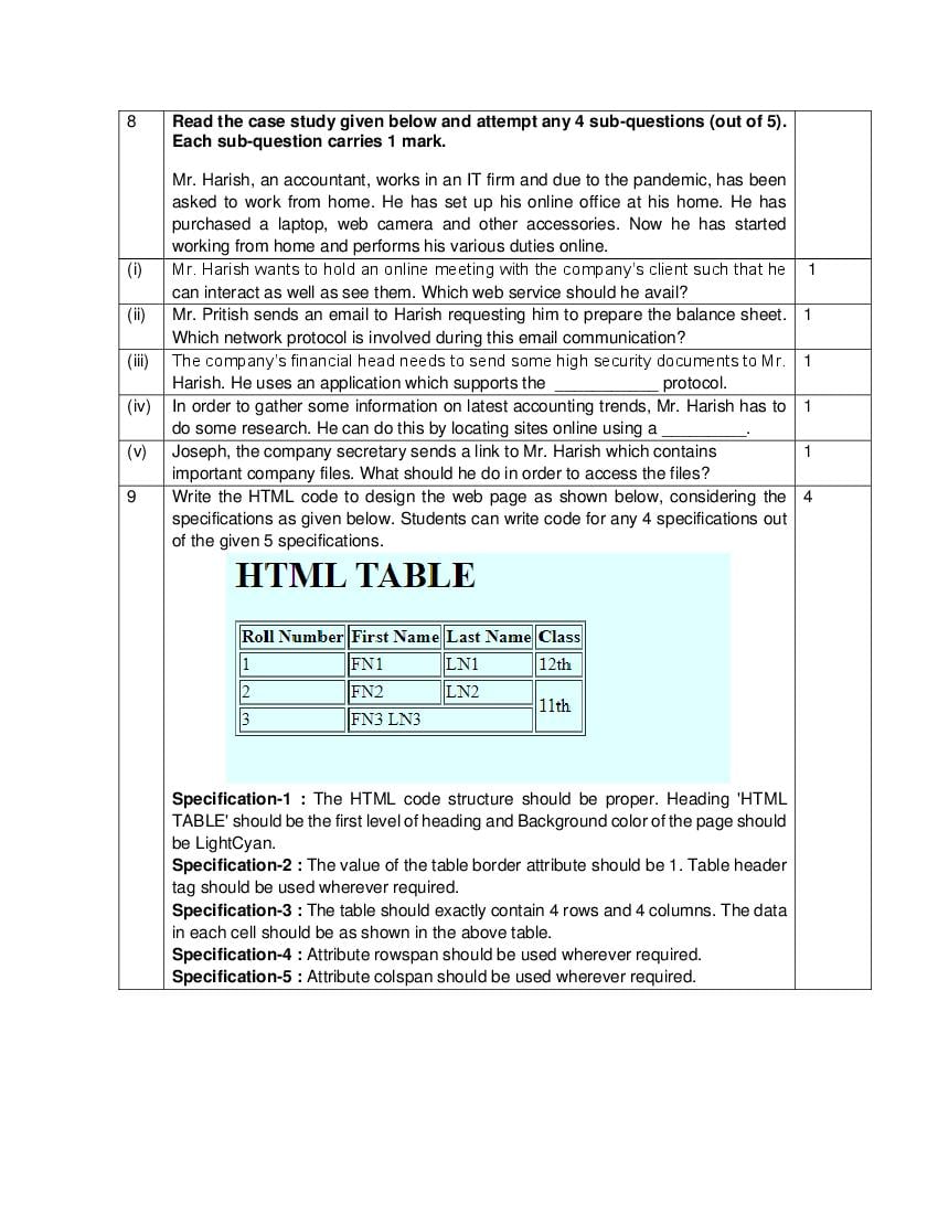 Cbse Sample Paper Class Computer Application Term Term