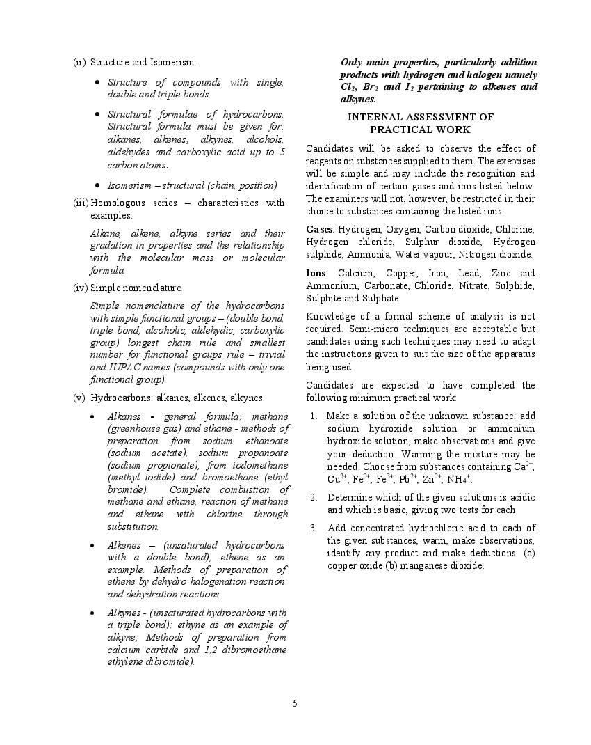 Icse Chemistry Syllabus For Class Class