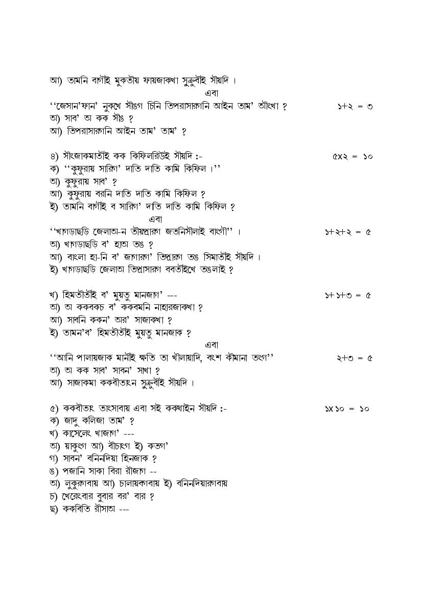 Tripura Board Class 11 Syllabus 2021 For Kokborok