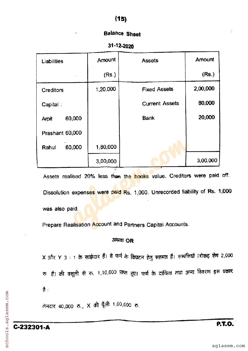 CG Board Class 12 Accountancy Question Paper 2023 PDF CGBSE Solutions