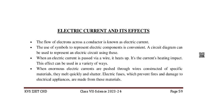 Electric Current And Its Effect Notes For Class Science Pdf Oneedu