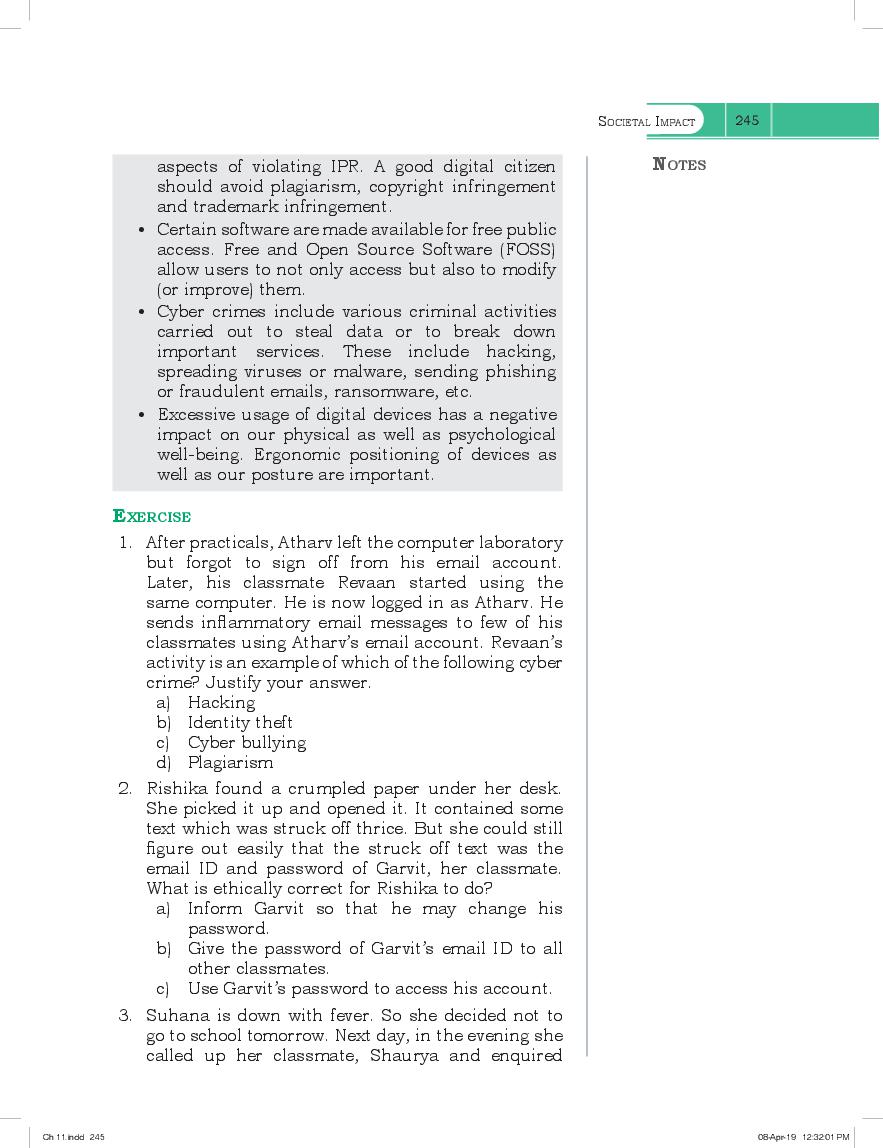 Ncert Book Class Computer Science Chapter Societal Impact