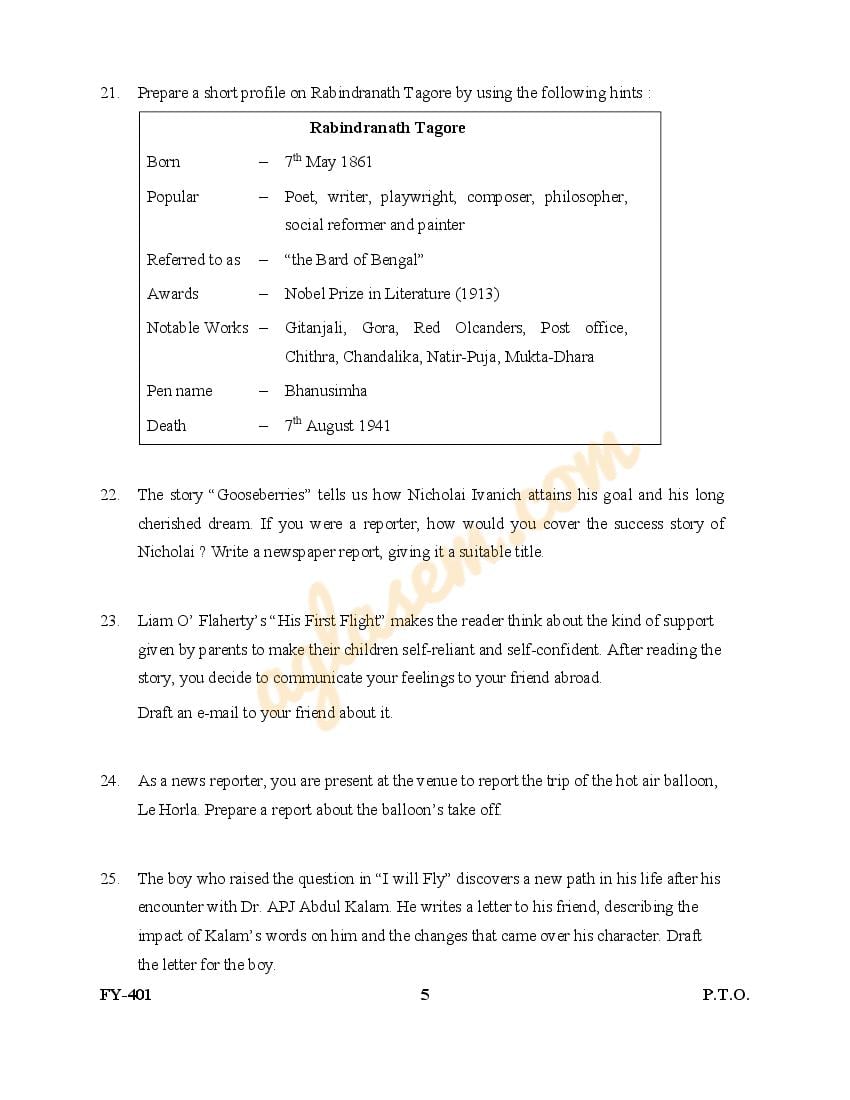 Kerala Plus One English Question Paper Pdf