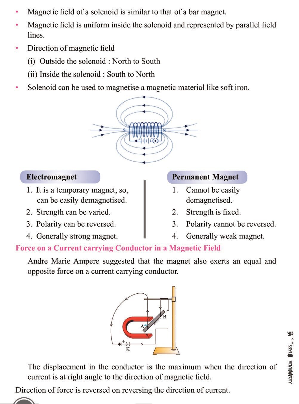 Cbse Notes Class Science Magnetic Effects Of Electric Current