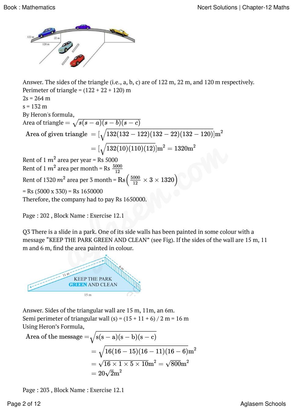 Ncert Solutions For Class Maths Chapter Heron S Formula Pdf