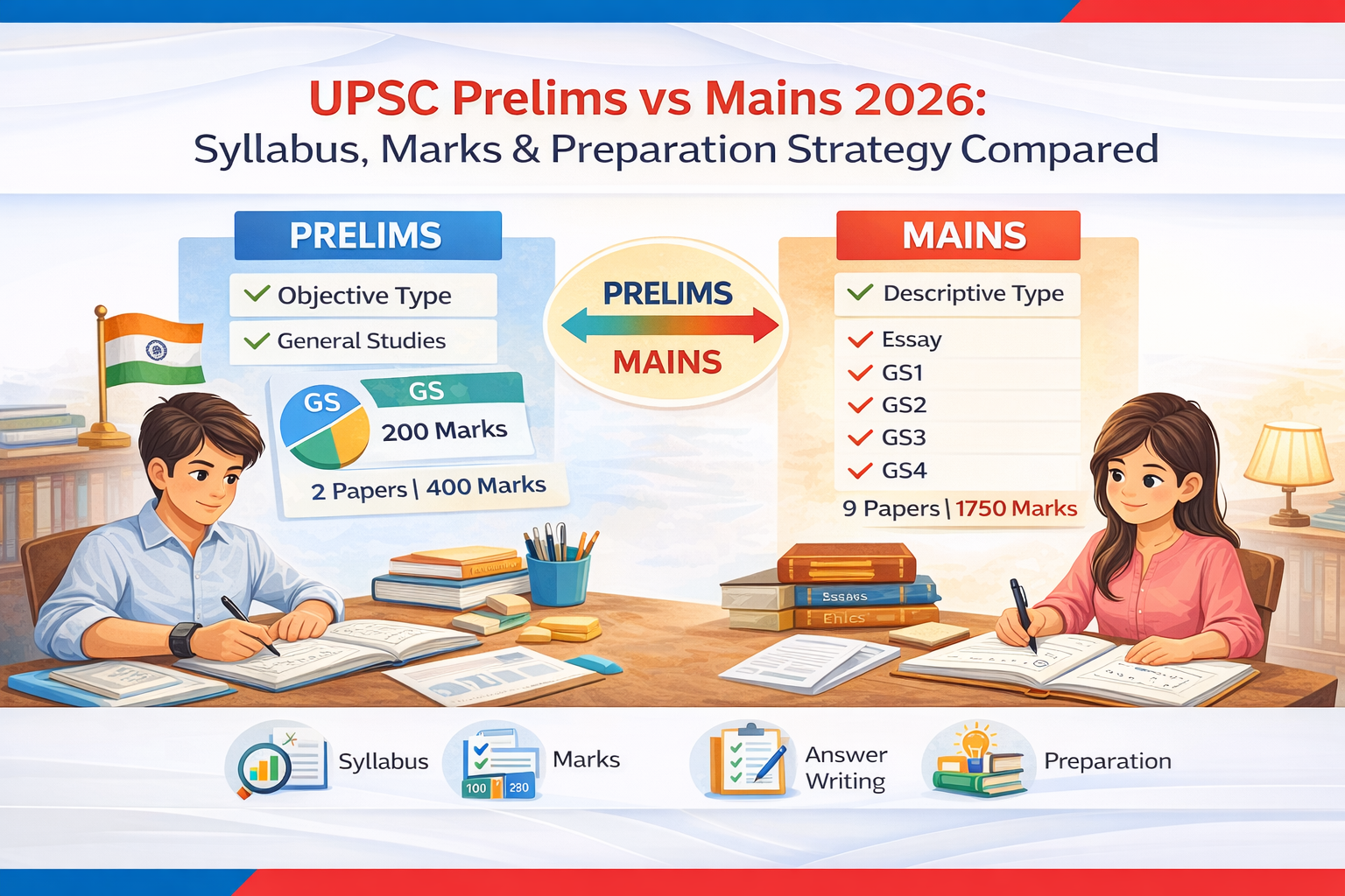 UPSC Prelims vs Mains 2026: Syllabus, Marks & Preparation Strategy Compared