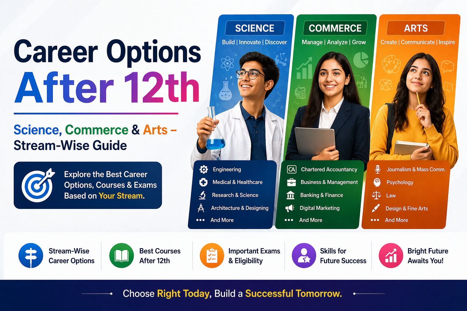 Career Options After 12th Science, Commerce & Arts – Stream-Wise Guide