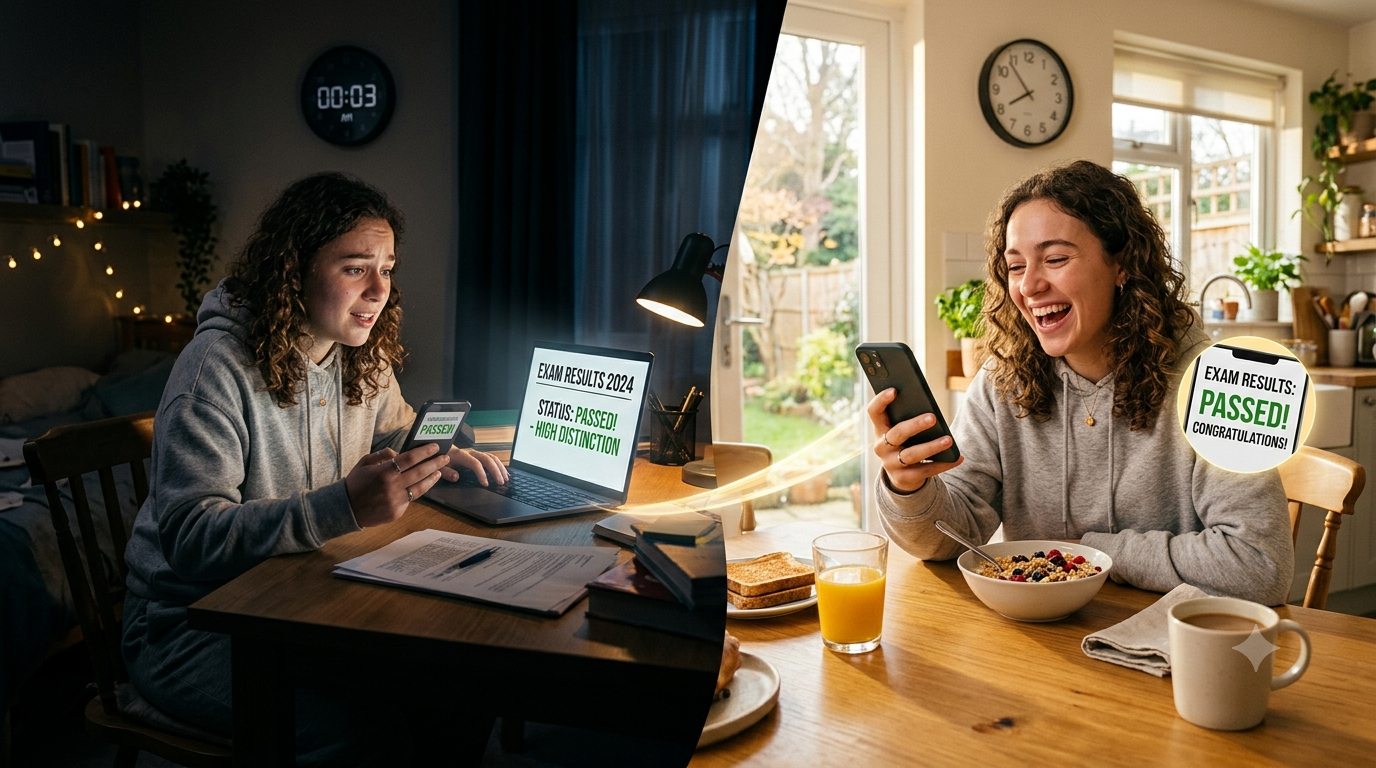 Somewhere a result goes live at midnight, and a student finds out at breakfast