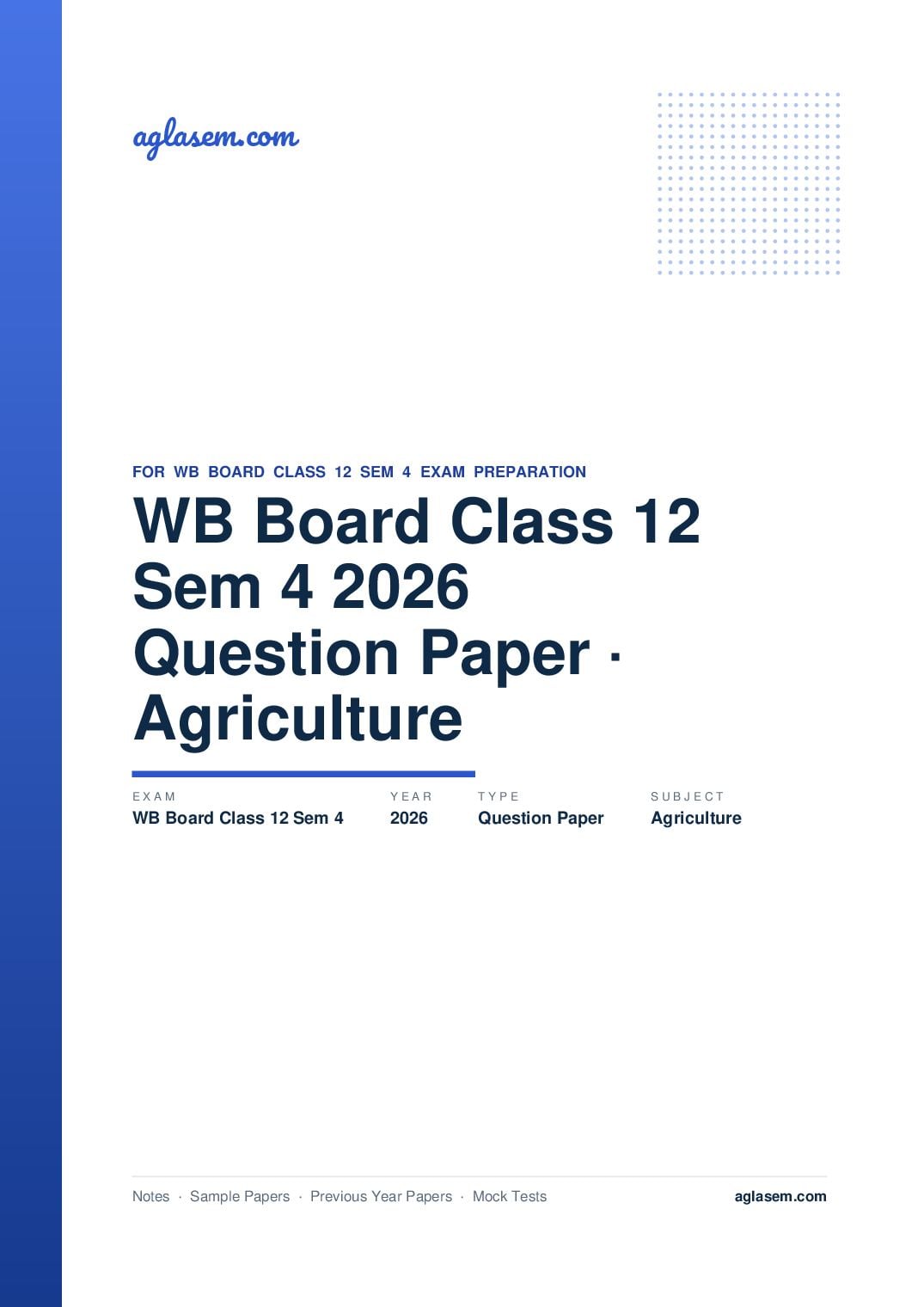 WB Board Class 12 Sem 4 Question Paper 2026 Agriculture - Page 1 of 6