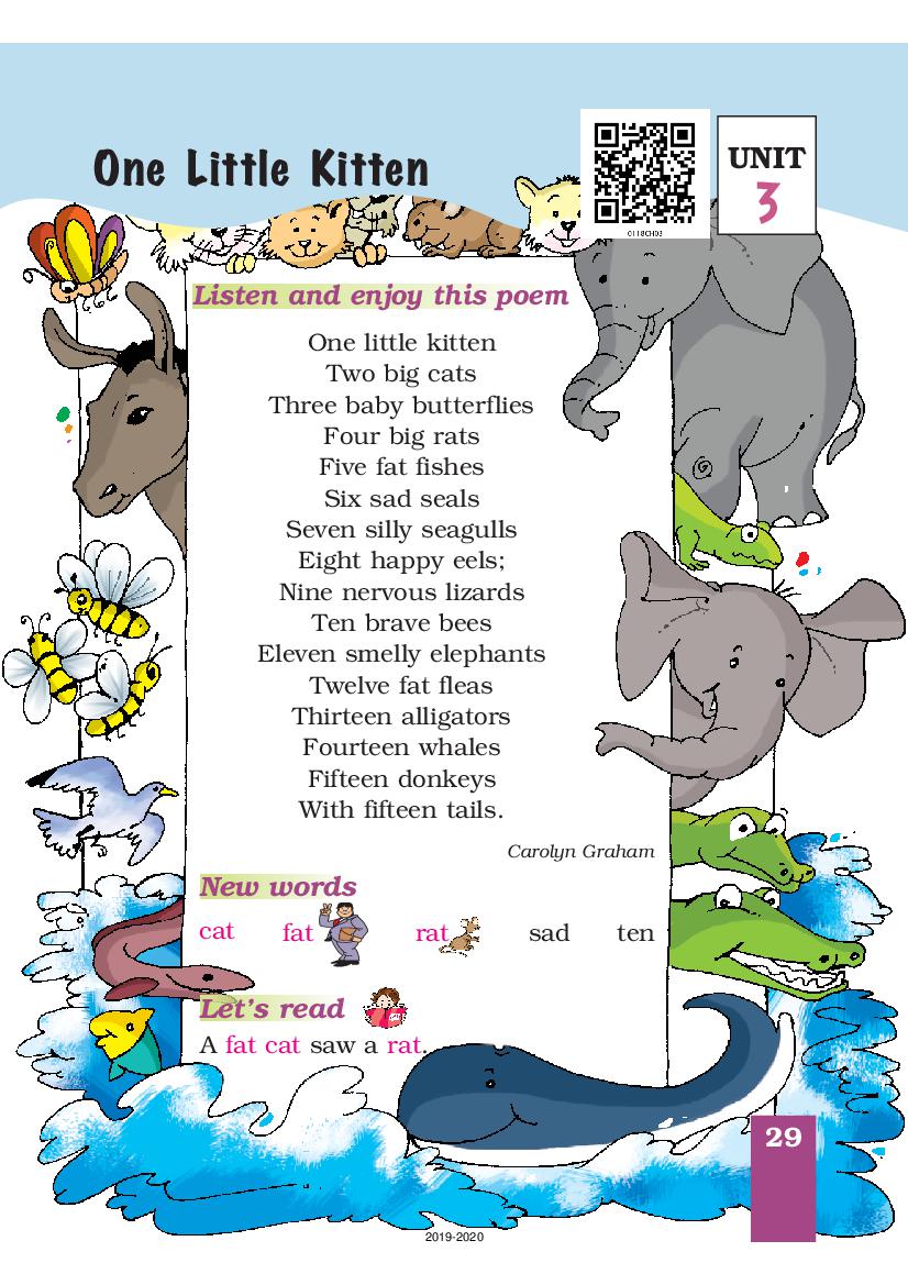 NCERT Book Class 1 English (Marigold) Unit 3 One Little Kitten; Lalu and Peelu - Page 1