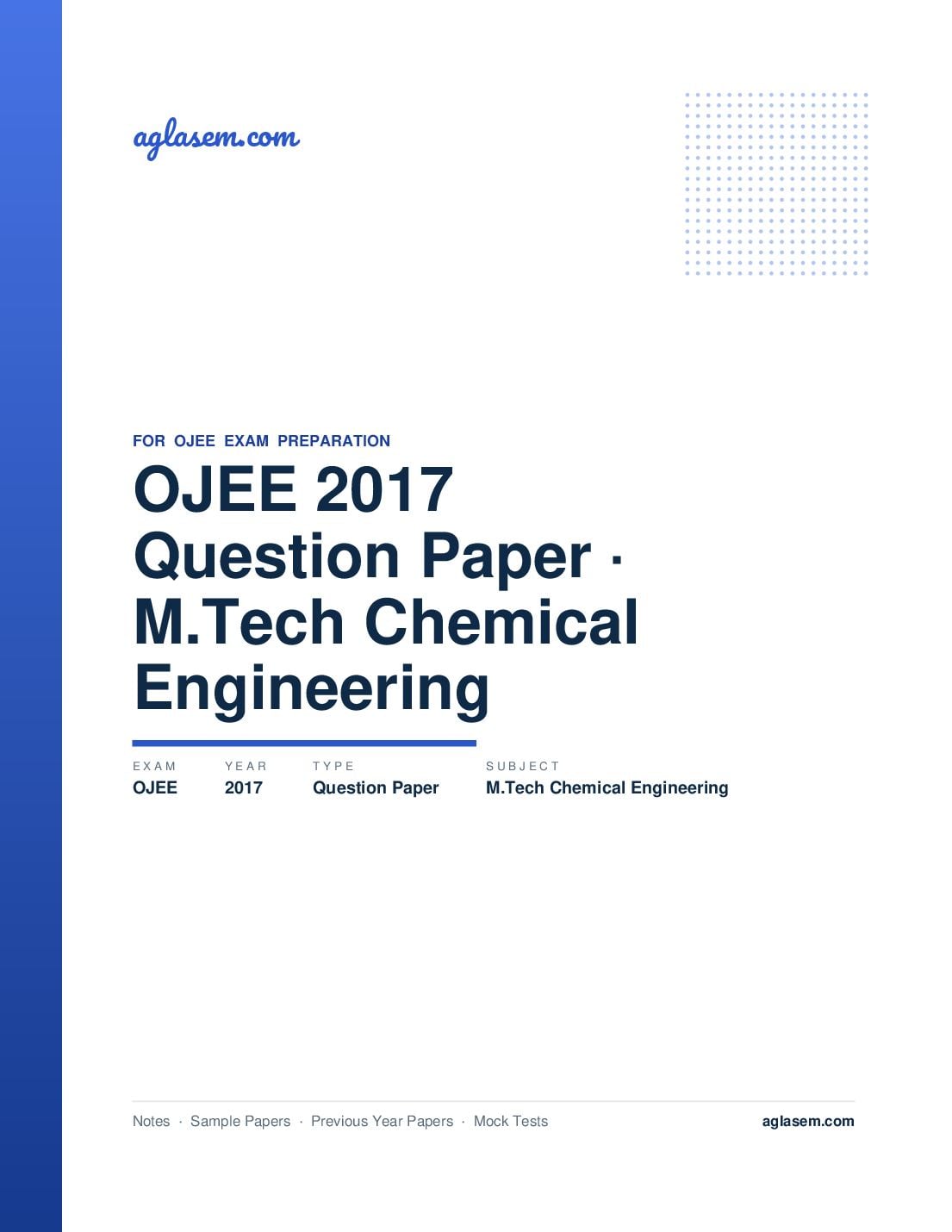 OJEE 2017 Question Paper M.Tech Chemical Engineering - Page 1 of 9