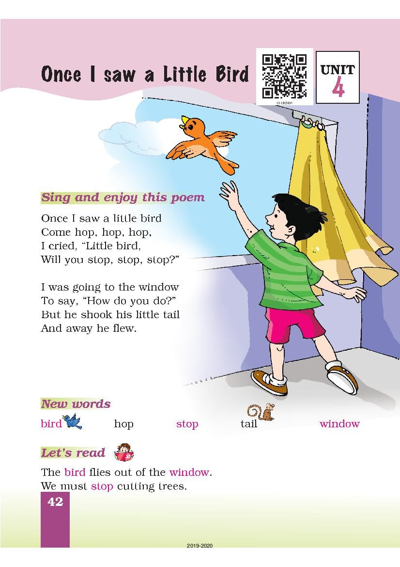 NCERT Book Class 1 English (Marigold) Unit 4 Once I Saw a Little Bird; Mittu and the Yellow Mango - Page 1