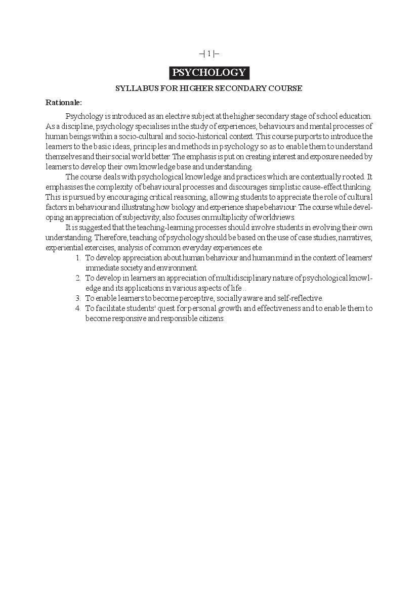 AHSEC 1st Year Syllabus Psychology - Page 1