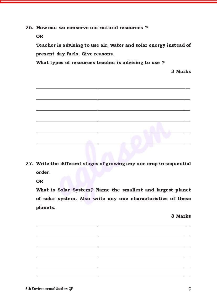 Karnataka 5th EVS Model Question Paper 2023 (PDF) - Download KSEAB ...