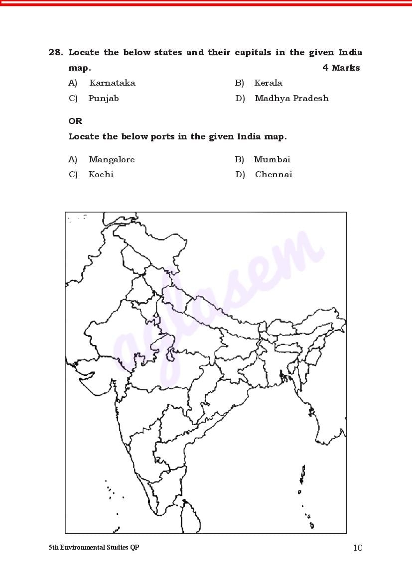 Karnataka 5th Evs Model Question Paper 2023 (pdf) - Download Kseab 