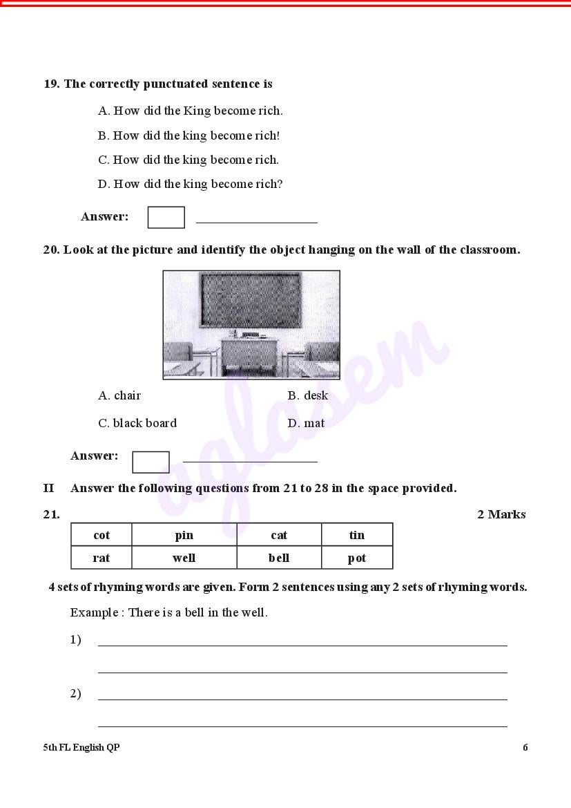 class 5 english question paper pdf 2023 karnataka