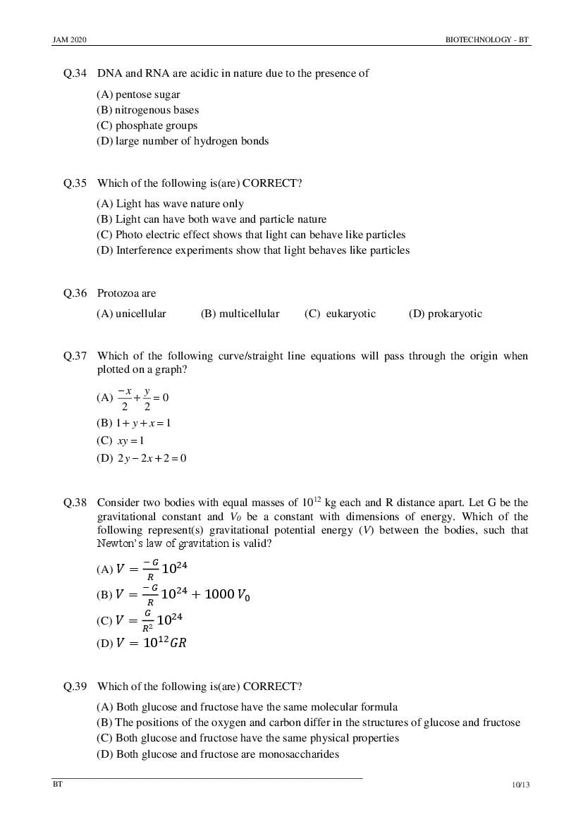 IIT JAM 2020 Question Papers PDF with Answer Keys (6 Papers)
