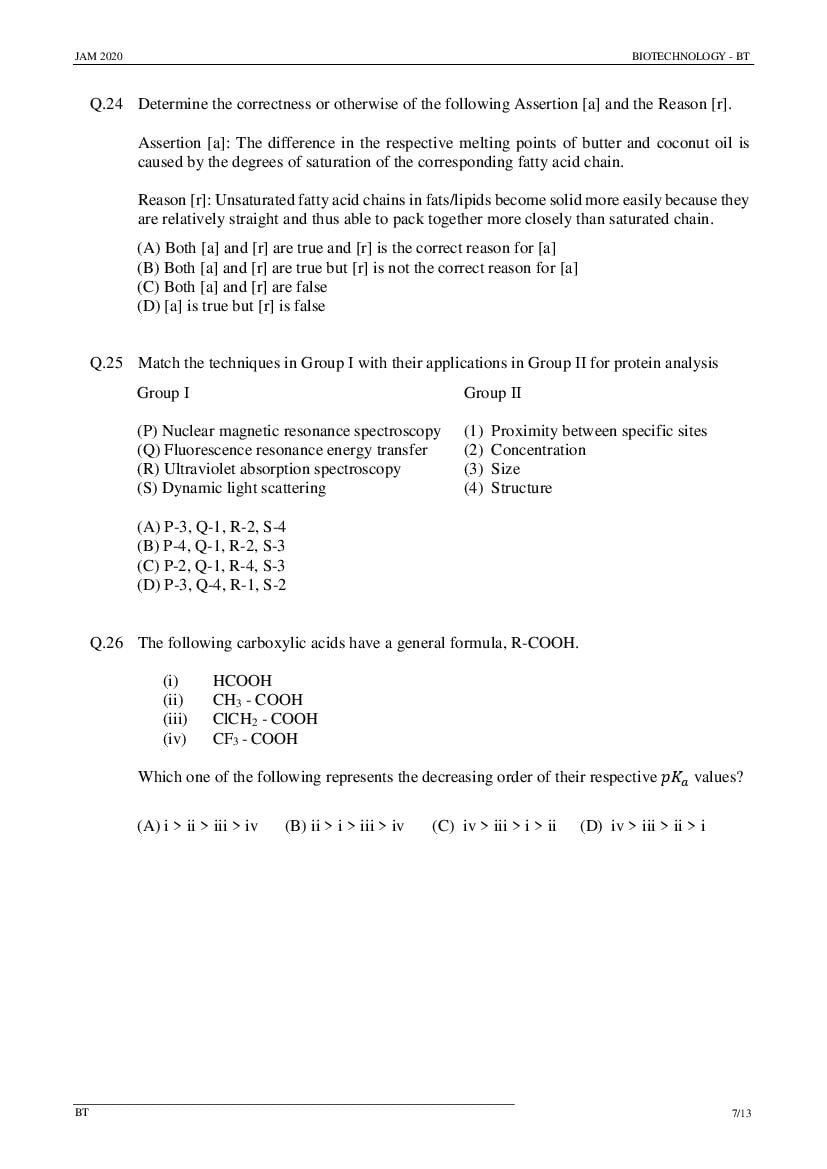 IIT JAM 2020 Question Papers PDF with Answer Keys (6 Papers)