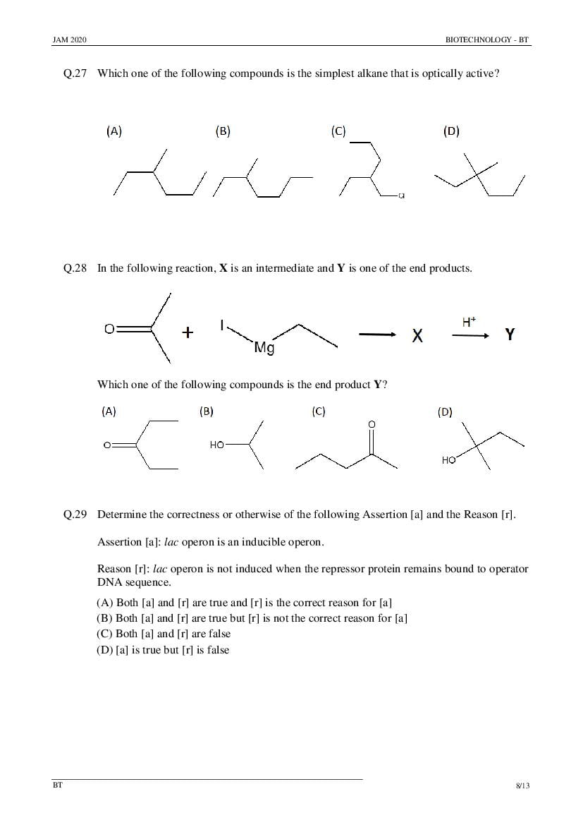 IIT JAM 2020 Question Papers PDF with Answer Keys (6 Papers)