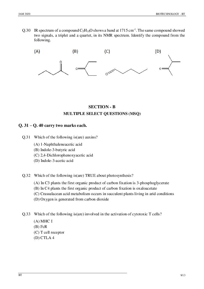 IIT JAM 2020 Question Papers PDF with Answer Keys (6 Papers)
