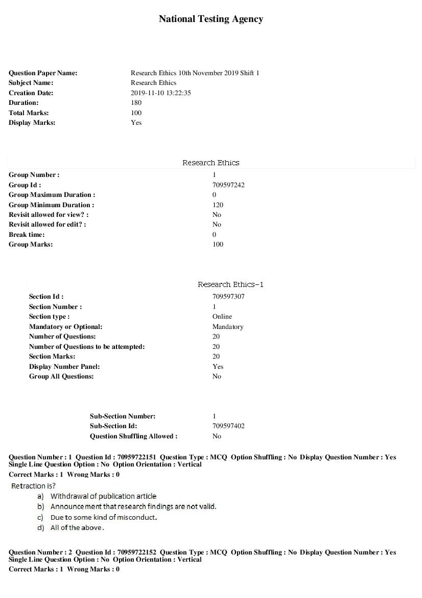 research ethics question paper