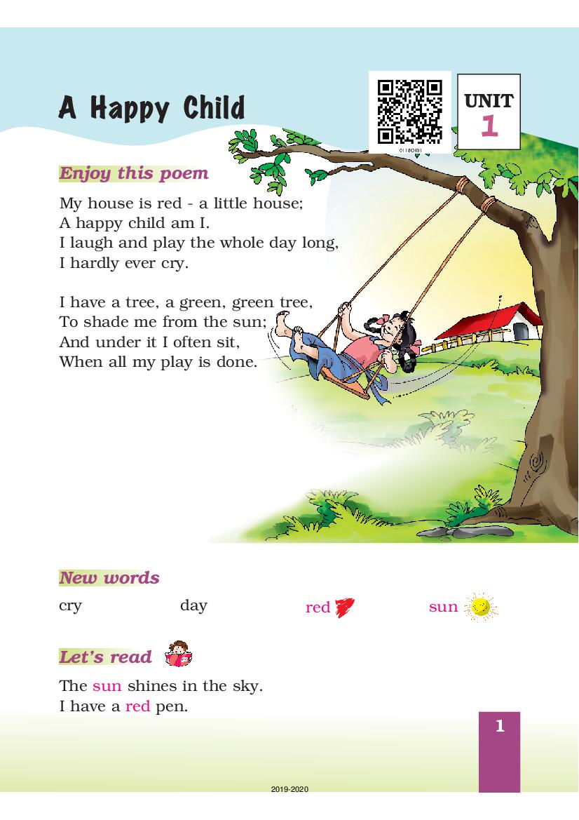 NCERT Book Class 1 English (Marigold) Unit 1 A Happy Child; Three Little Pigs - Page 1