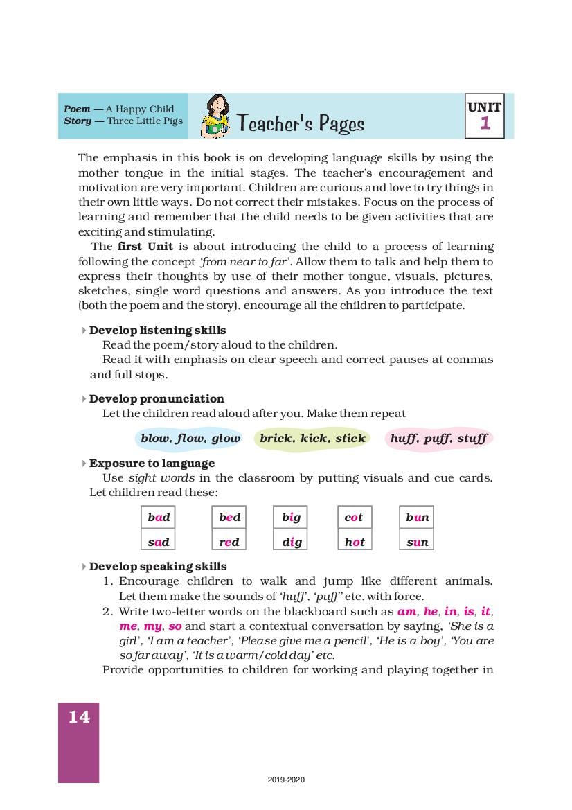 NCERT Book Class 1 English Marigold Chapter 1 A Happy Child