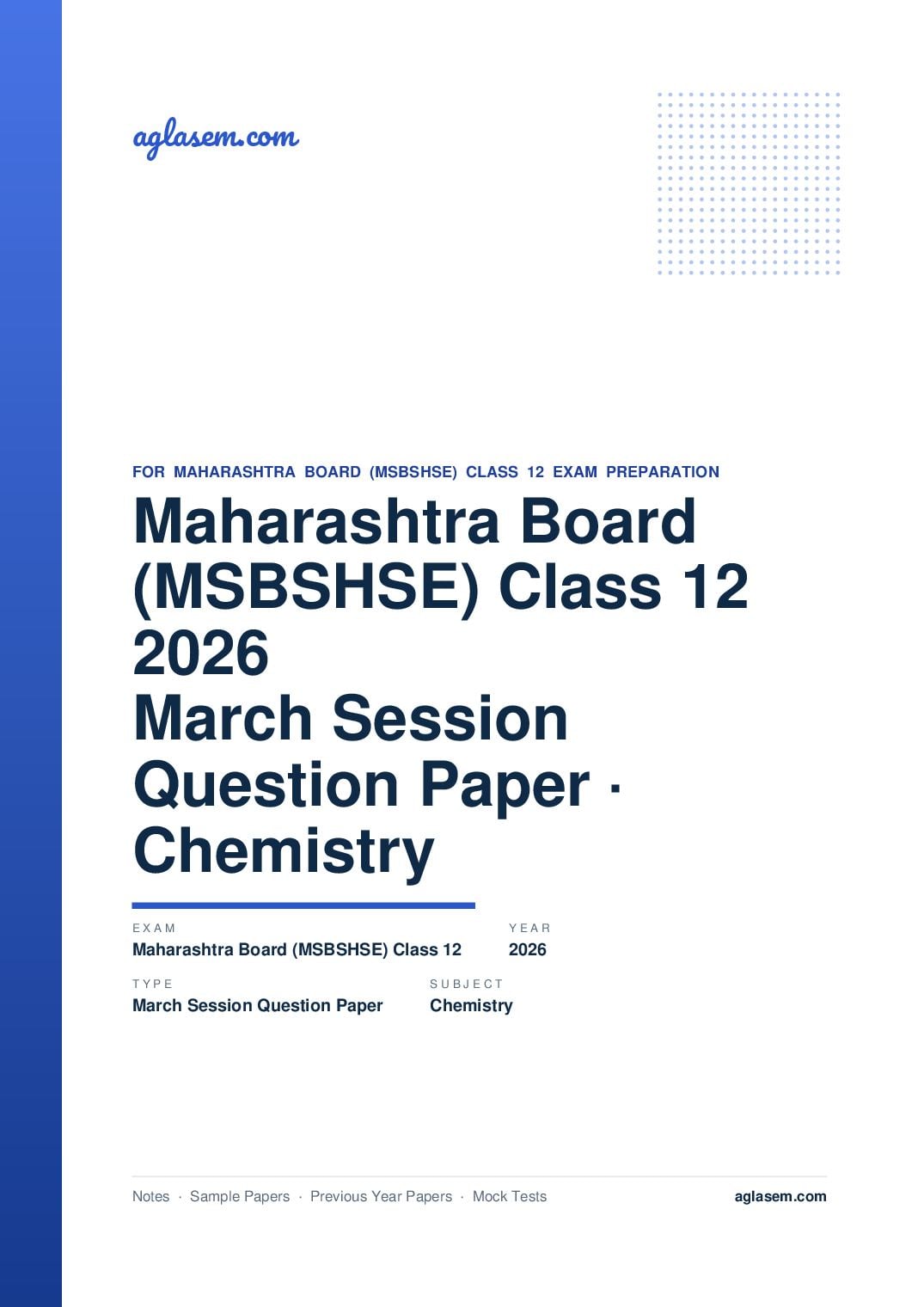 MH 12th Question Paper March 2026 Chemistry - Page 1 of 9