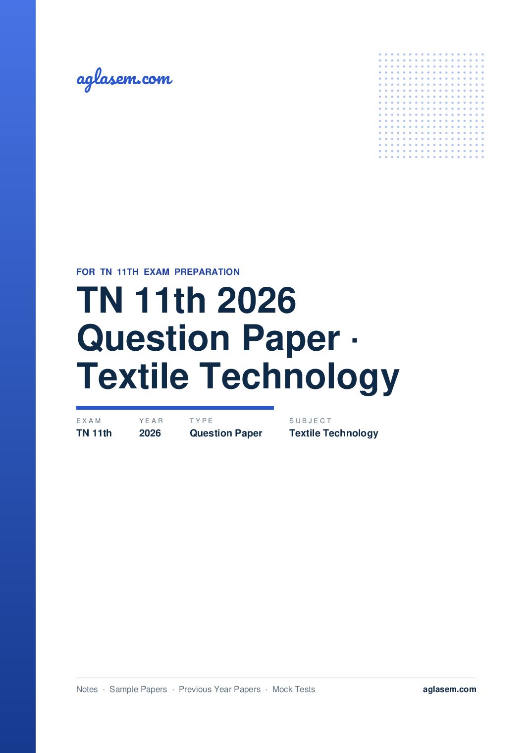 TN 11th Question Paper 2026 Textile Technology - Page 1 of 5