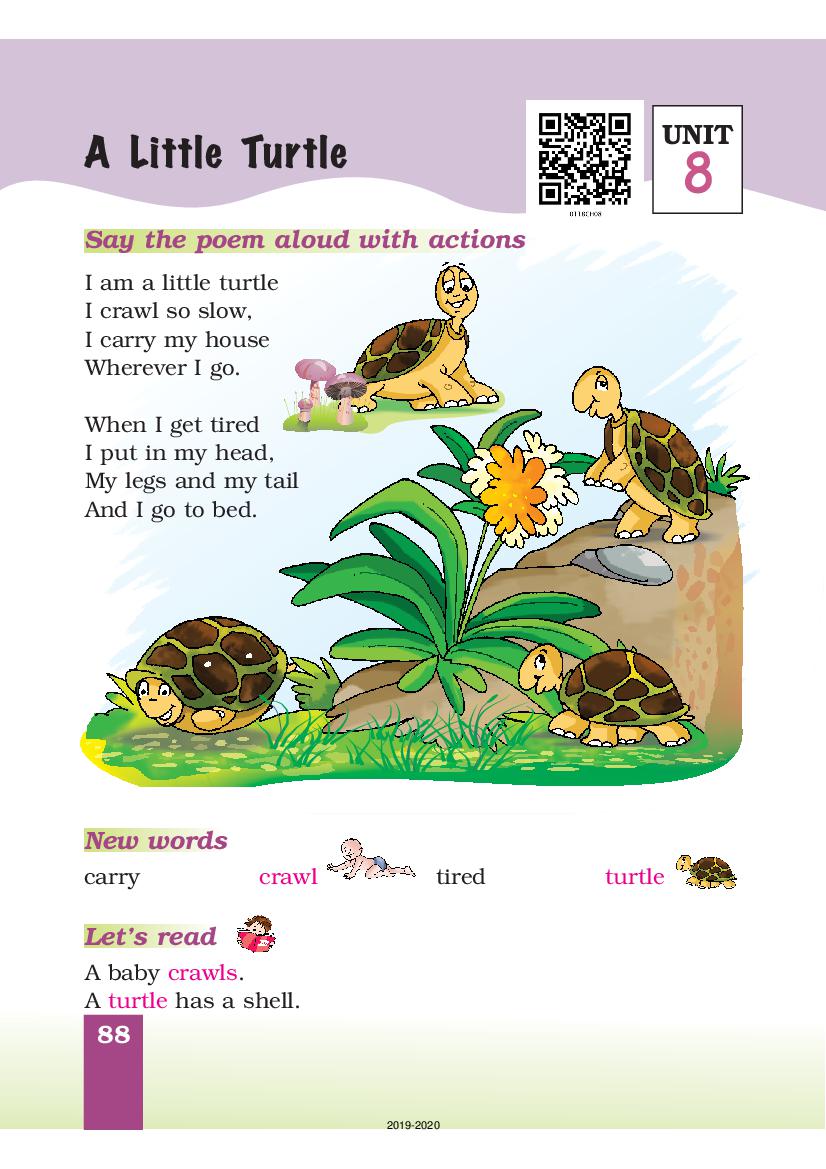 NCERT Book Class 1 English (Marigold) Unit 8 A Little Turtle; The Tiger and the Mosquito - Page 1