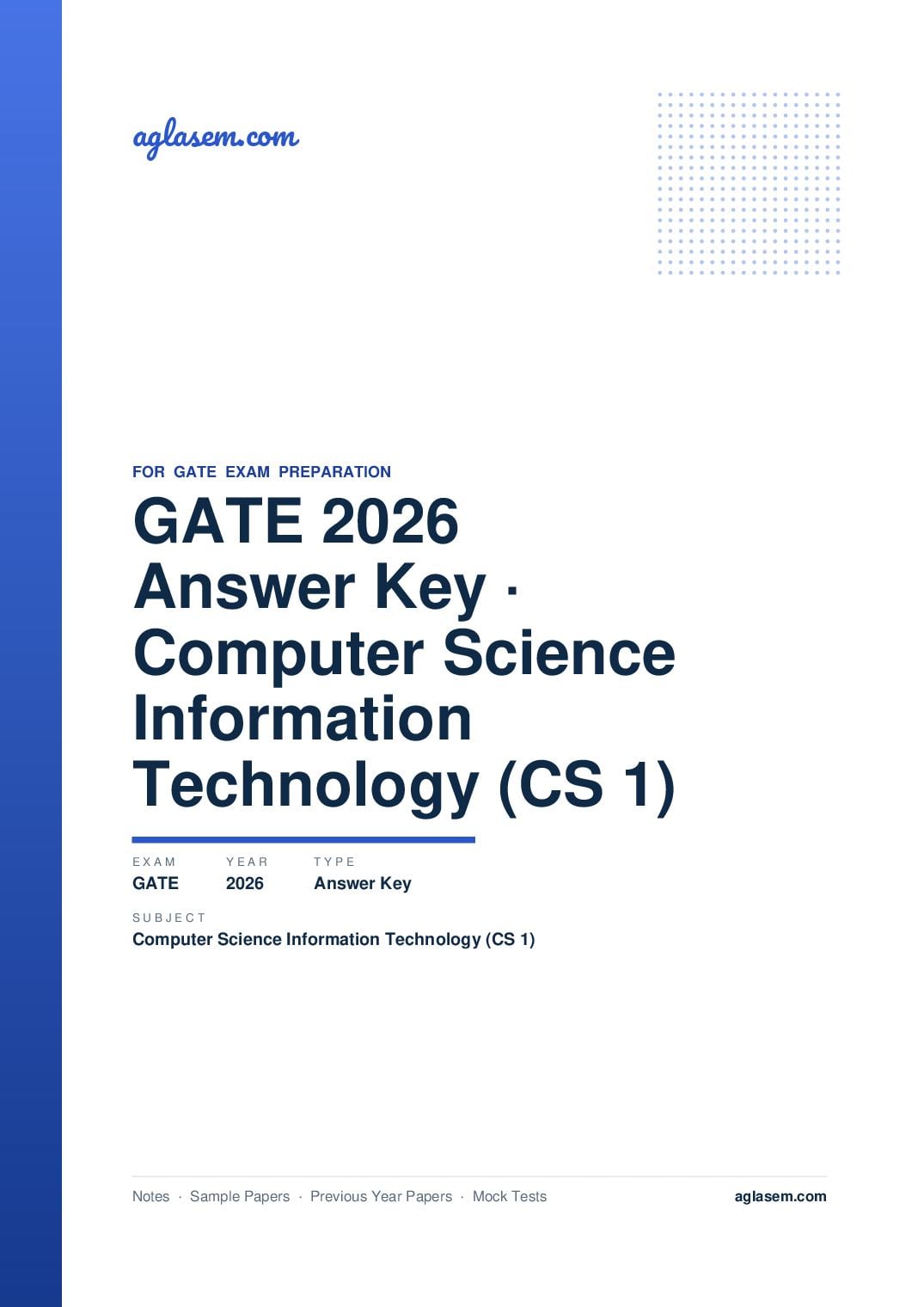 GATE 2026 Answer Key Computer Science and Information Technology (CS-1) - Page 1 of 3
