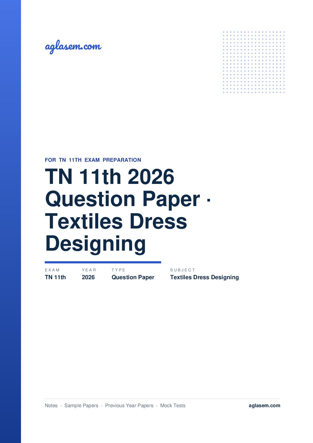 TN 11th Question Paper 2026 Textiles and Dress Designing - Page 1 of 9