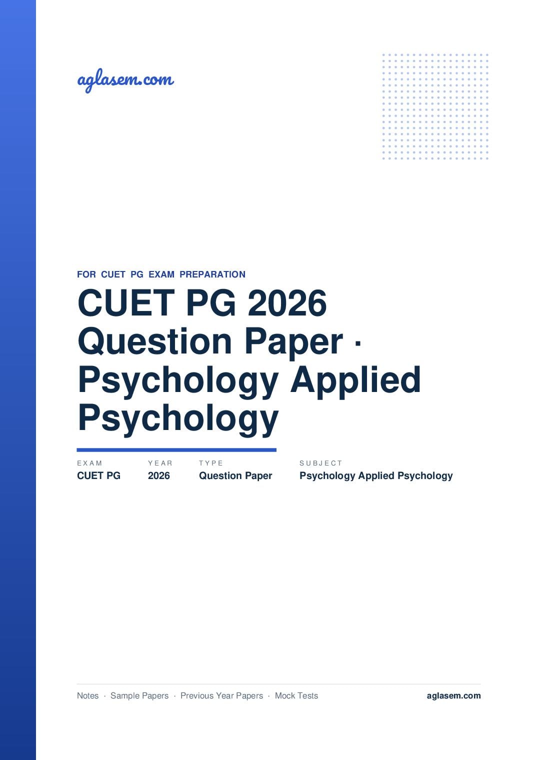 CUET PG 2026 Question Paper Psychology and Applied Psychology - Page 1 of 89
