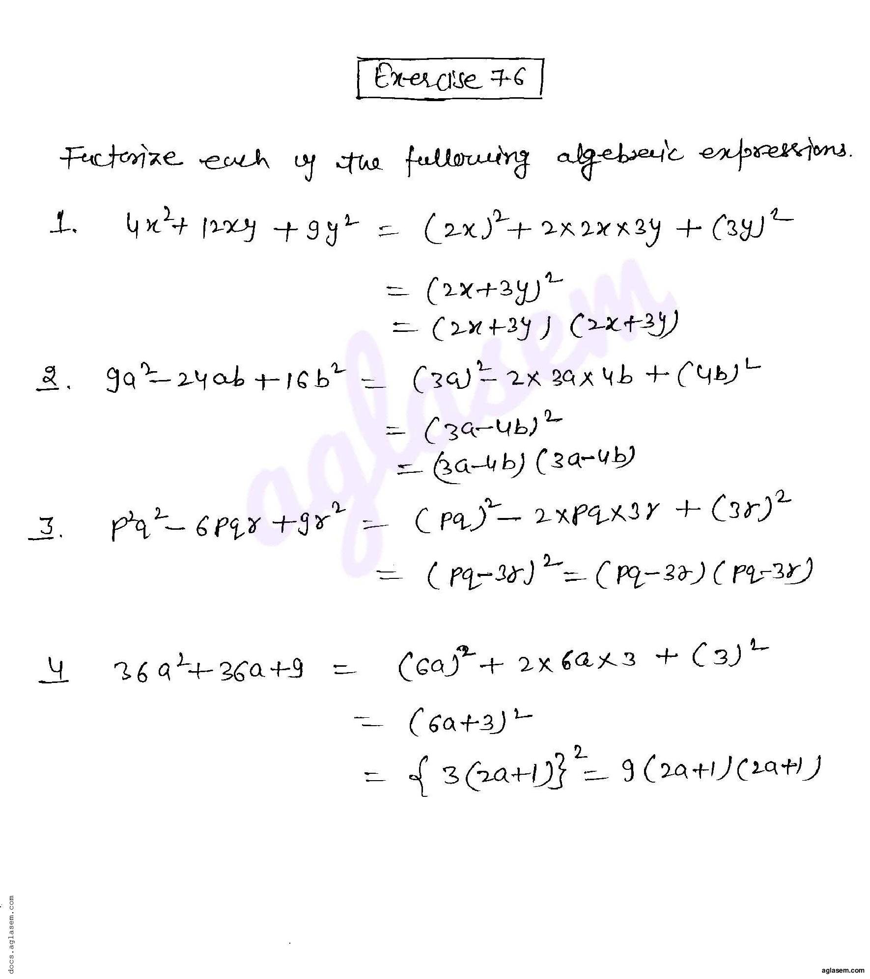 RD Sharma Solutions Class 8 Chapter 7 Factorization Exercise 7.6 - Page 1