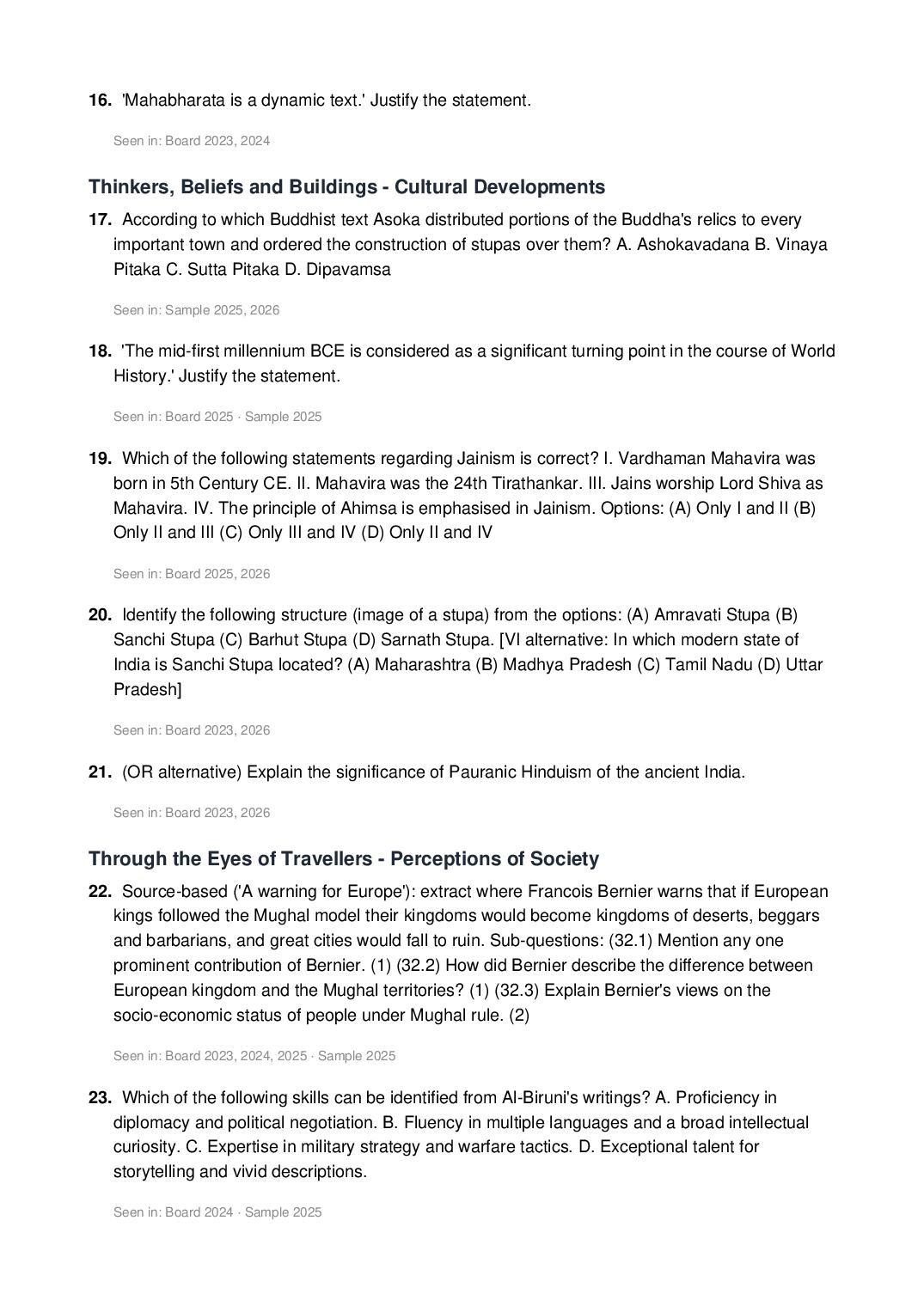 CBSE Board Class 12 History Most Important Questions, Exam Pattern, Preparation & Exam Day Tips