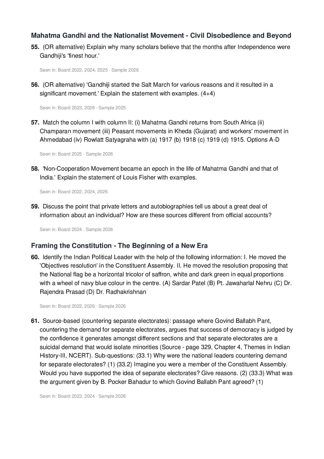CBSE Board Class 12 History Most Important Questions, Exam Pattern, Preparation & Exam Day Tips