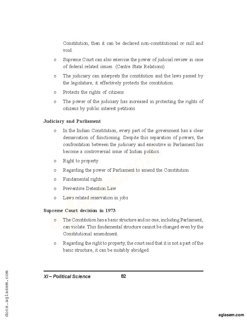 Class 11 Political Science Notes for The Judiciary (PDF) - Study ...