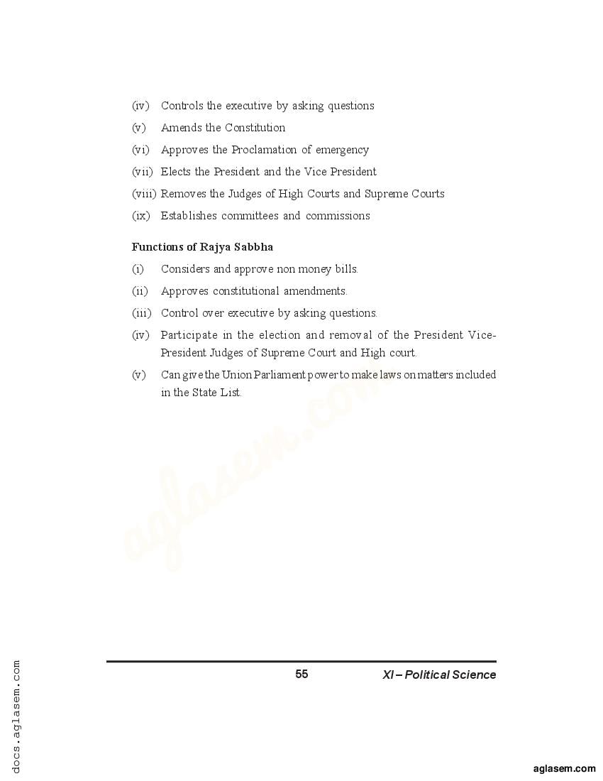 Class 11 Political Science Notes for The Legislature (PDF) - Study ...