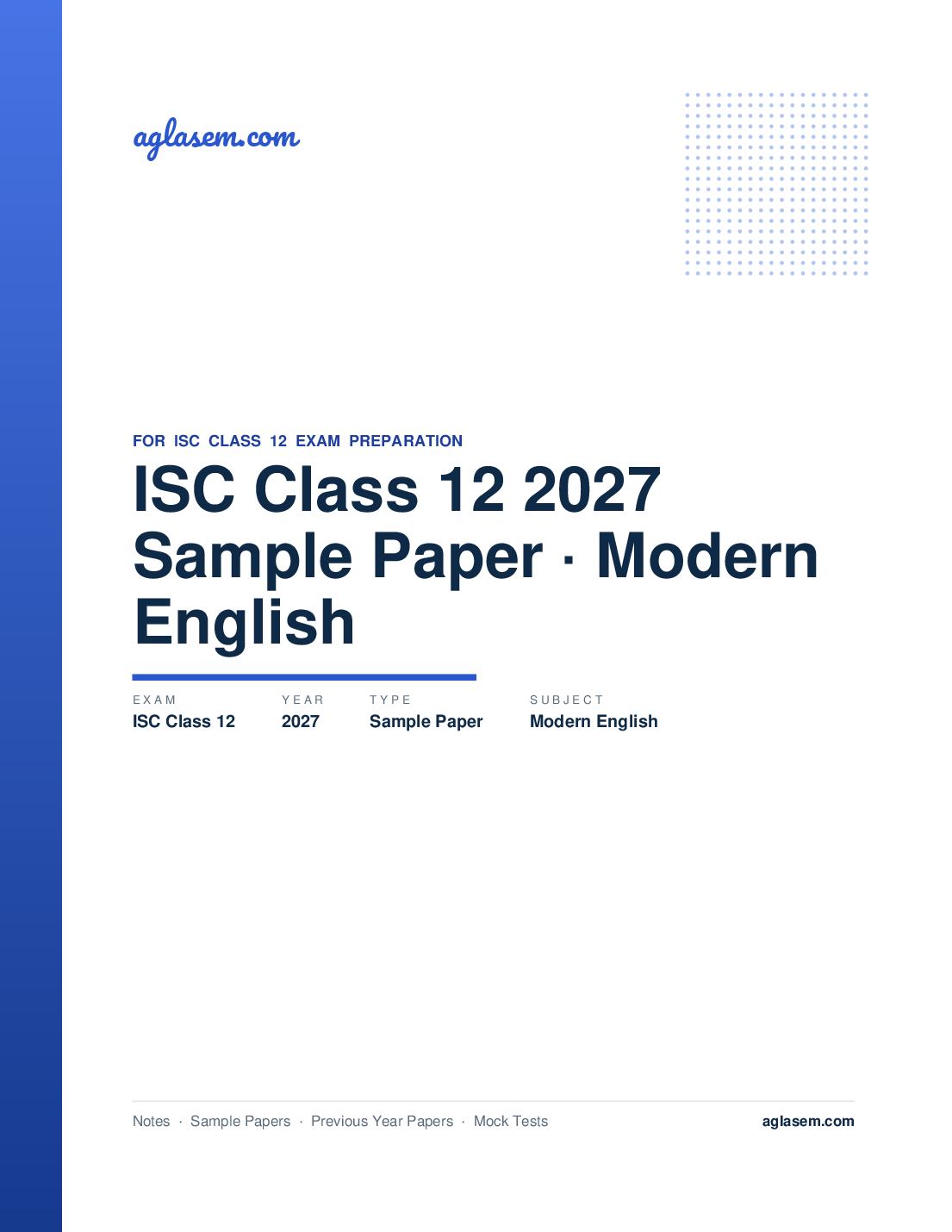 ISC Class 12 Sample Paper 2027 English Literature (Modern English) - Page 1 of 12