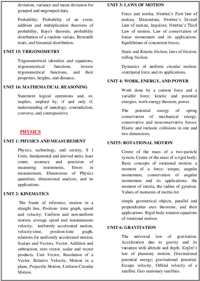 JEE Main 2023 Maths Syllabus (PDF) - Download Here