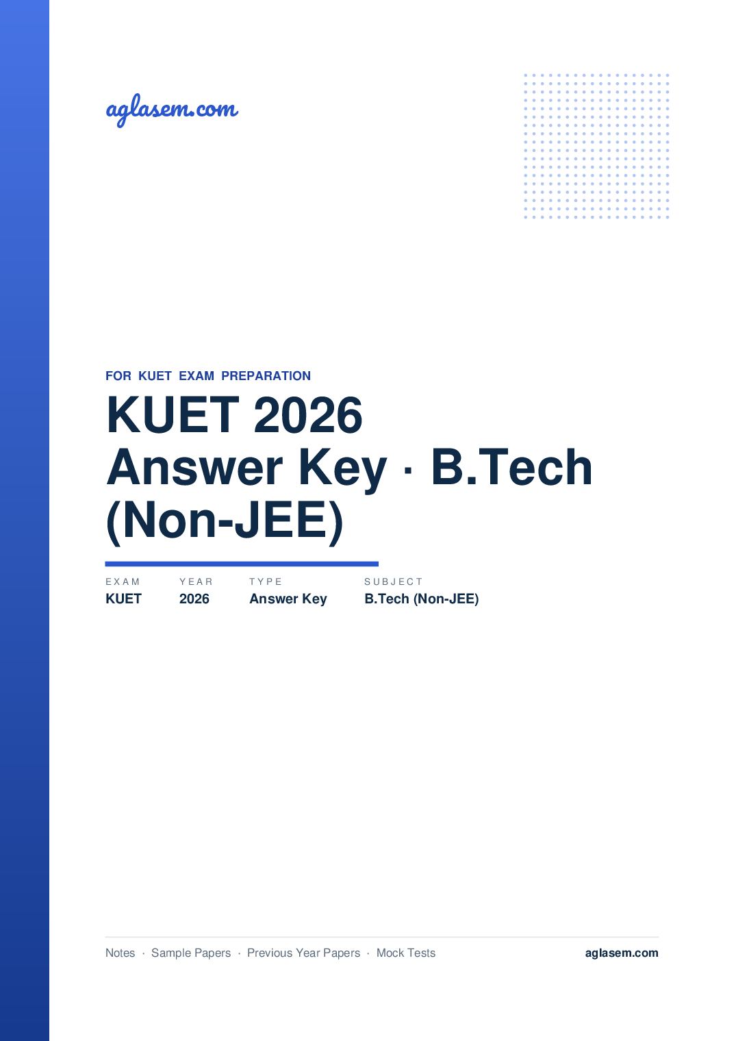 KUET 2026 Answer Key B.Tech (Non-JEE) - Page 1 of 4
