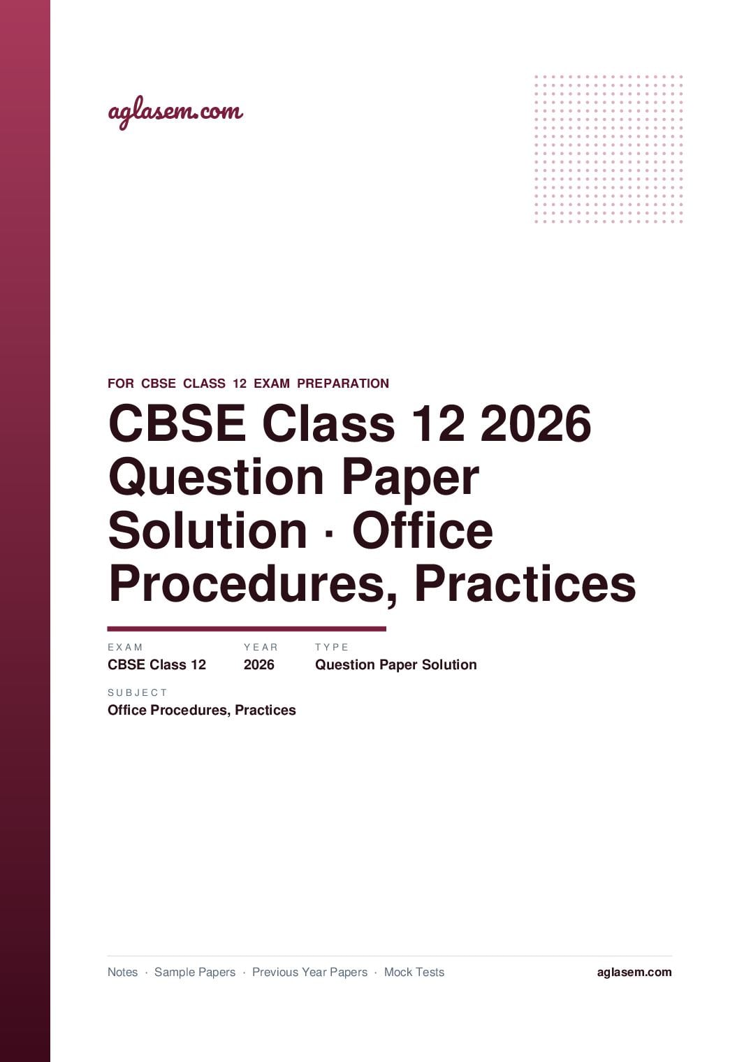CBSE Class 12 Question Paper 2026 Solution Office Procedures & Practices - Page 1 of 13
